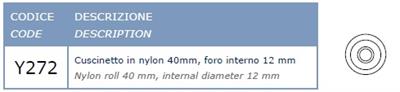 40 mm nylon roll, 12 mm internal diameter