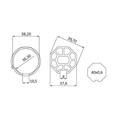 octagonal adapters flat support ø 40