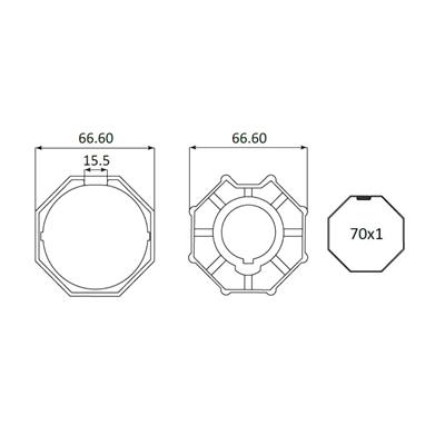 Octagonal adapter ø 70