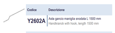 Asta bianca con gancio maniglia snodata,  L 150cm