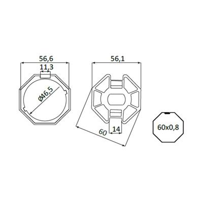 Adattatore ottagonale ø 60-quadro