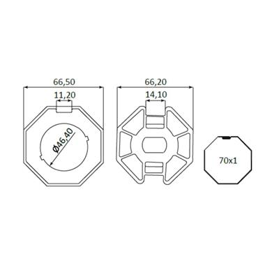 Octagonal adapters ø 70